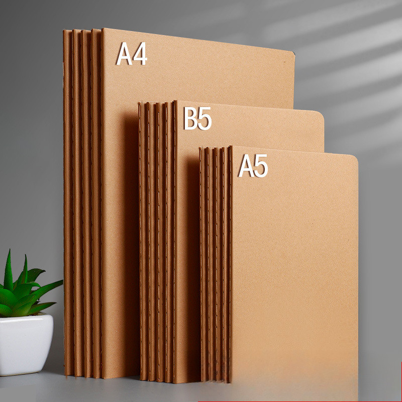 

Notebook A5/B5/A4 Kraft Cover Vintage Diary Blank/grid/lined Stationery Planner Writing Paper For Students School Office Supplie