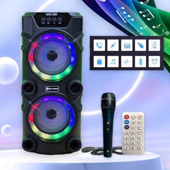 AUDIO BLUETOOTH SPEAKER BASS MKC - KIMISO QS 999 PORTABLE SPEAKER WITH PARTY LIGHT MKC KIMISO - 999