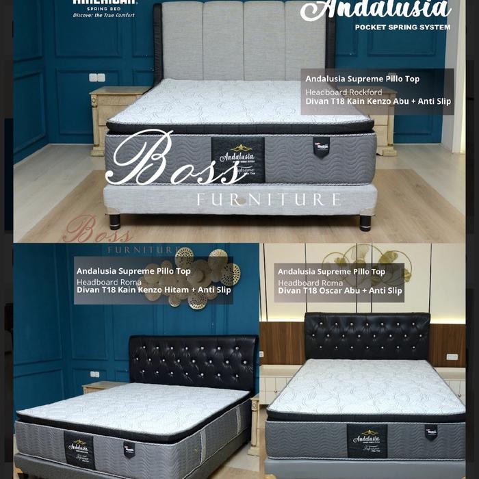 Promo KASUR SPRINGBED MATRASS AMERICAN PILLOW ANDALUSIA SUPREME PILLOW TOP POCKET SPRING - 90 x 200