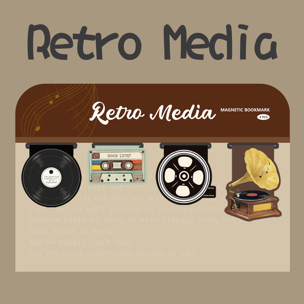 

4Pcs Vintage Music Disc Reading Bookmark Retro Media Book Markers Clip Teachers Students Book Lovers Magnetic Bookmark