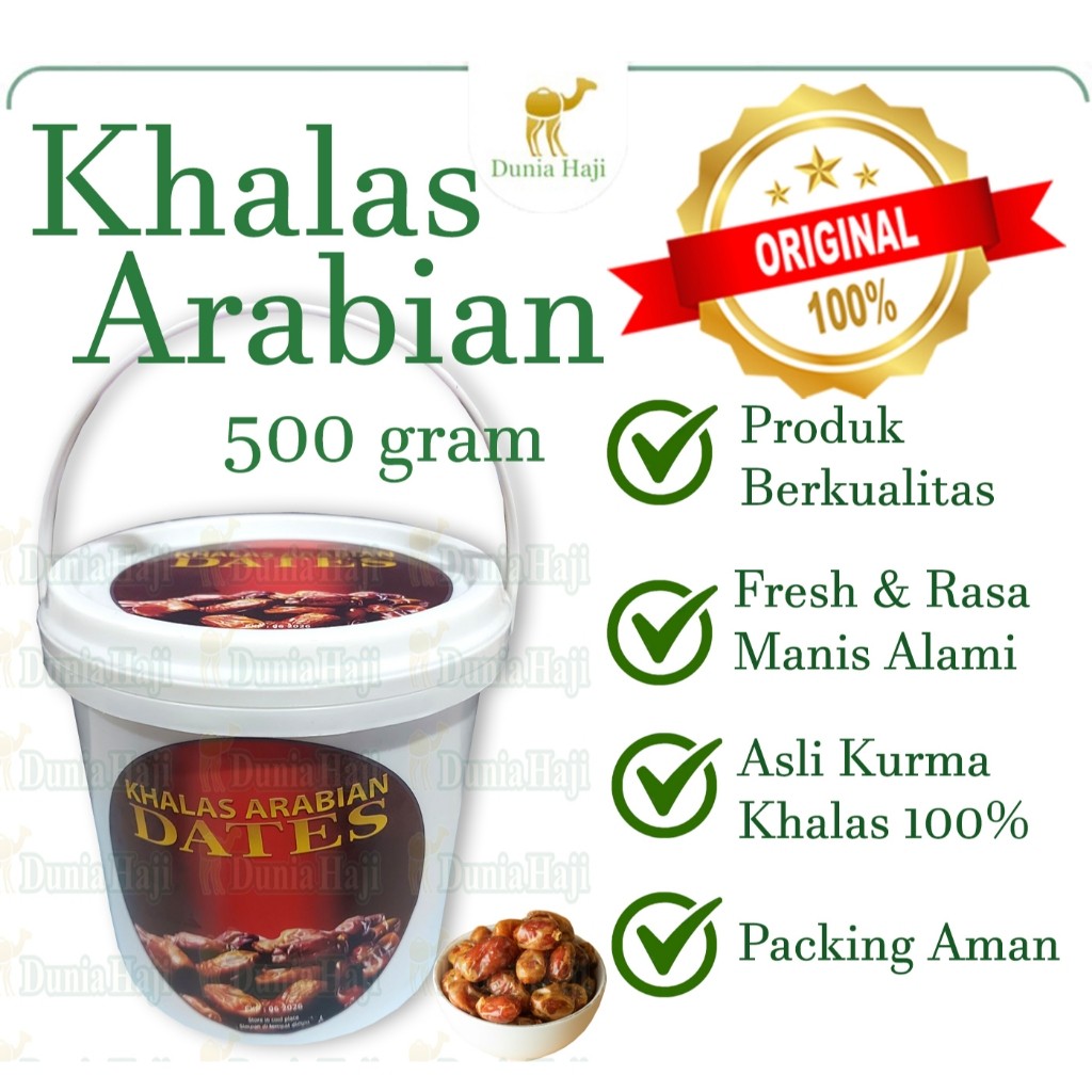 

Kurma Arabian Khalas Dates Kemasan Ember Manis Legit