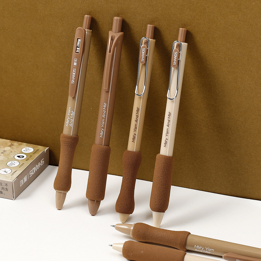 

4pcs Cute Brown High Value Soft Sponge Gel Ink Pens, 0.5mm Tip, Suitable for Gifts and S ool Office Supplies