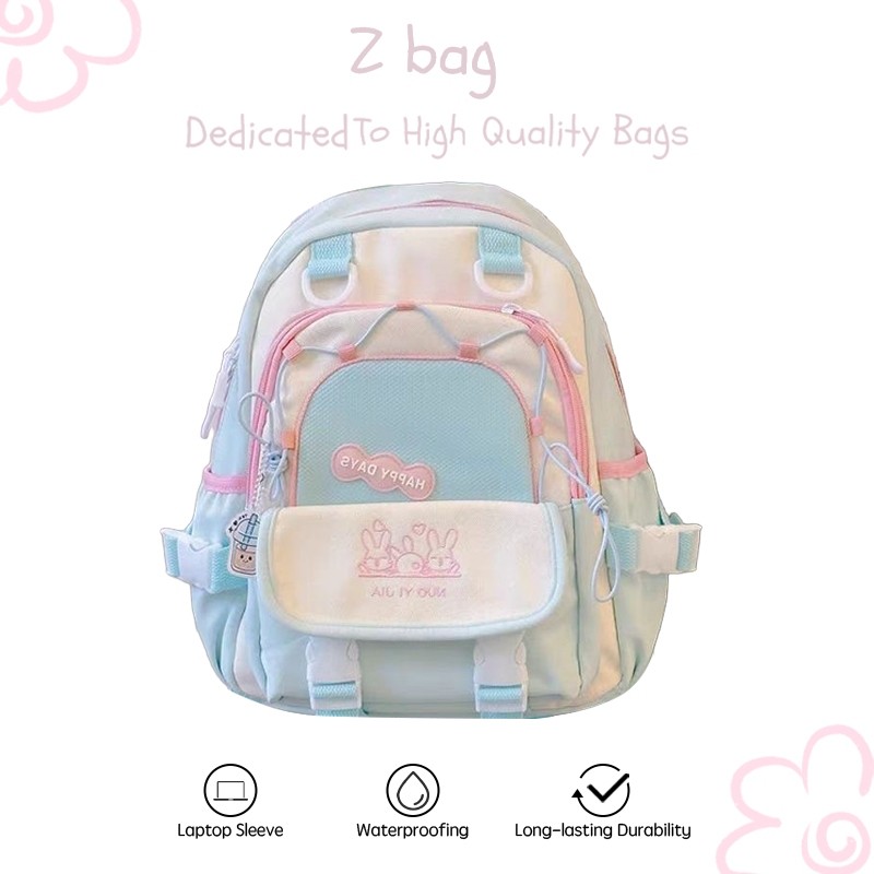 NEW Tas sekolah macaroon tas cewek korean style Kuliah tas ransel laptop kapasitas besar lucu wanita