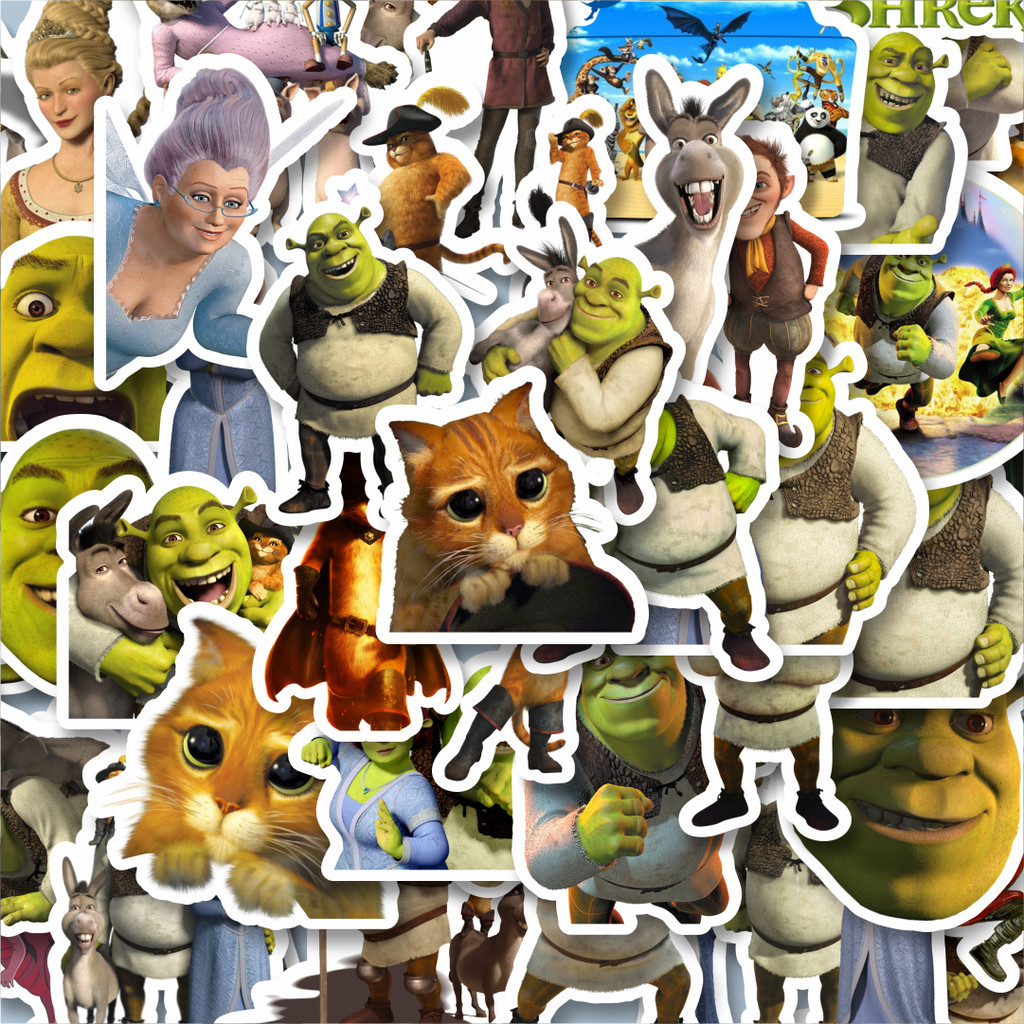 

100PCS Lucu Stiker Dreamworks Series Shrek Character Mix Stiker Aesthetic Stiker Anti Air Stikers Berperekat Waterproof sticker decal buat Motor Helm Buku Journal Koper Casing HP Laptop Botol Minum Hadiah anak