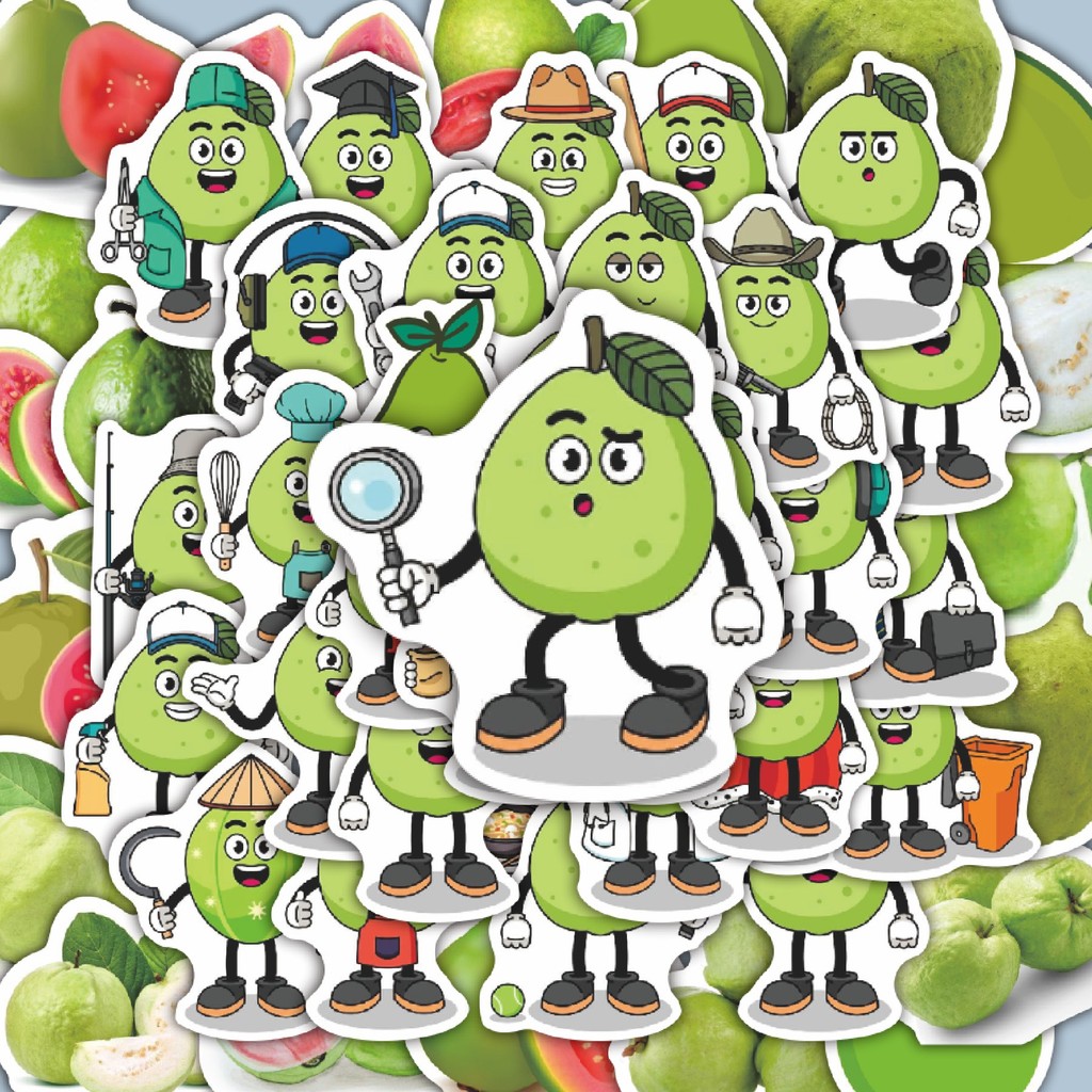 

100PCS Lucu Stiker Buah Guava Stiker Aesthetic Stiker Anti Air Stikers Berperekat Waterproof sticker decal buat Motor Helm Buku Journal Koper Casing HP Laptop Botol Minum Hadiah anak