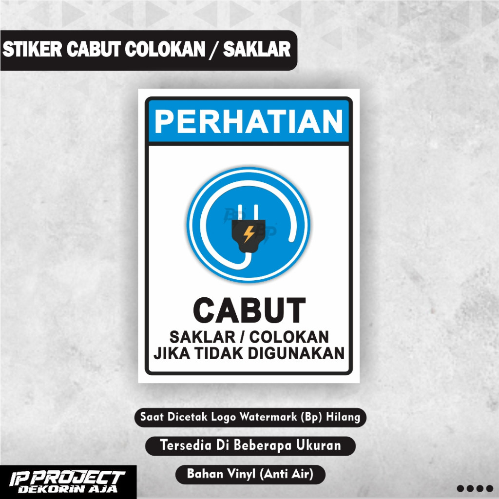 Stiker Cabut Colokan Listrik / Sticker Lepas Kabel Listrik / Stiker Steker Listrik / Stiker Cabut  S