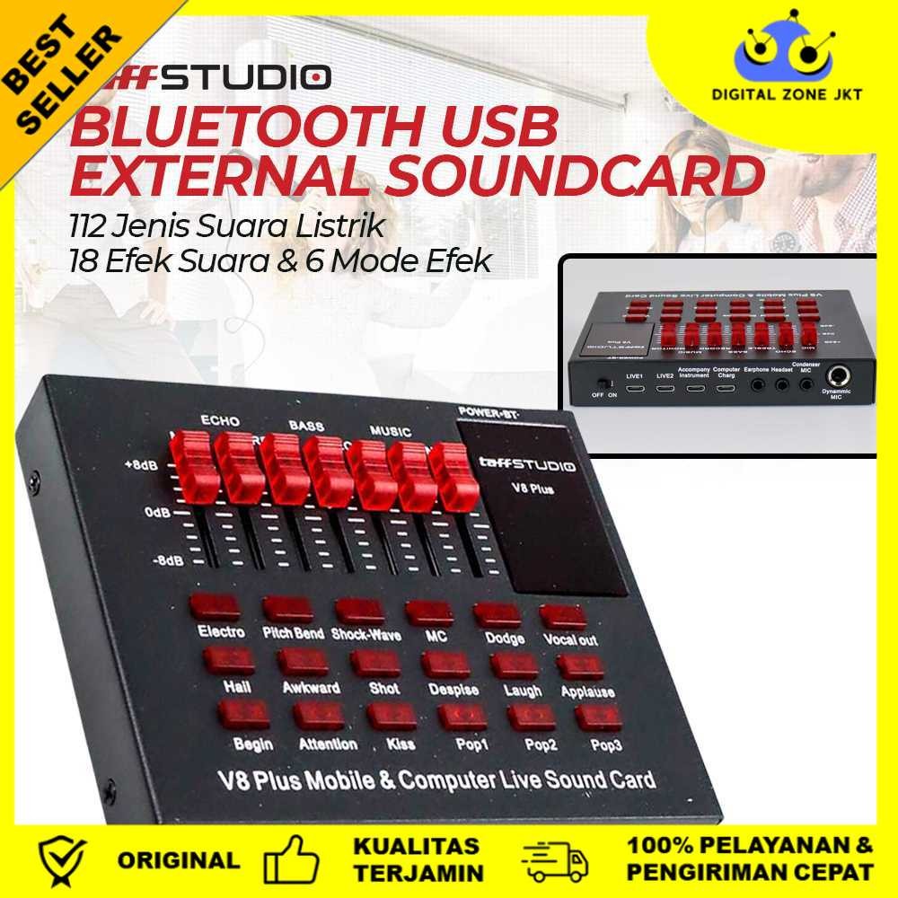 Sound Card Bluetooth USB External Live Mic Headset - V8 Plus