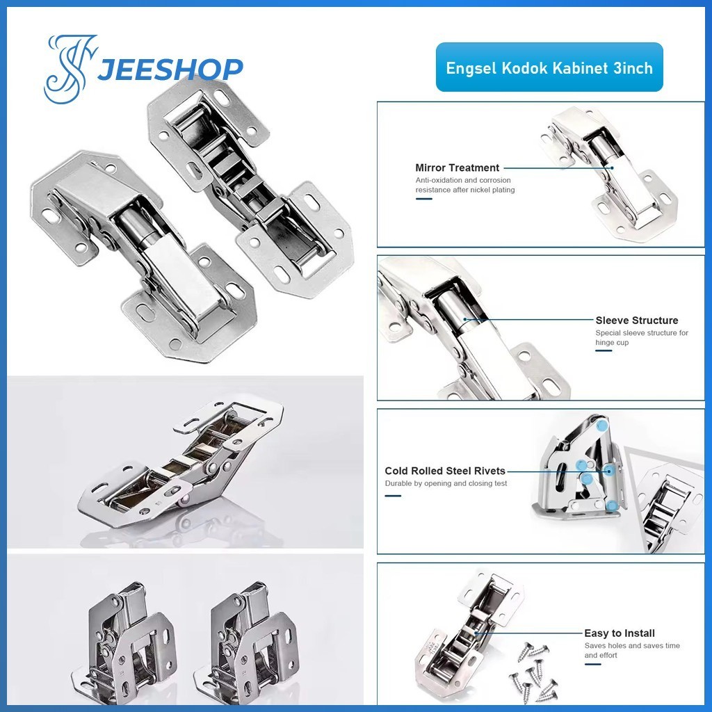 (GROSIRAN) Engsel Sendok Kodok 3inch Stainless Steel 90 Degree Opening Engsel Pintu Tanpa Bobok Mult