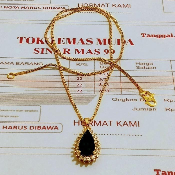 kalung emas asli 5gram kadar 700 motif itali liontin mata hijau bersertifikat resmi dari toko