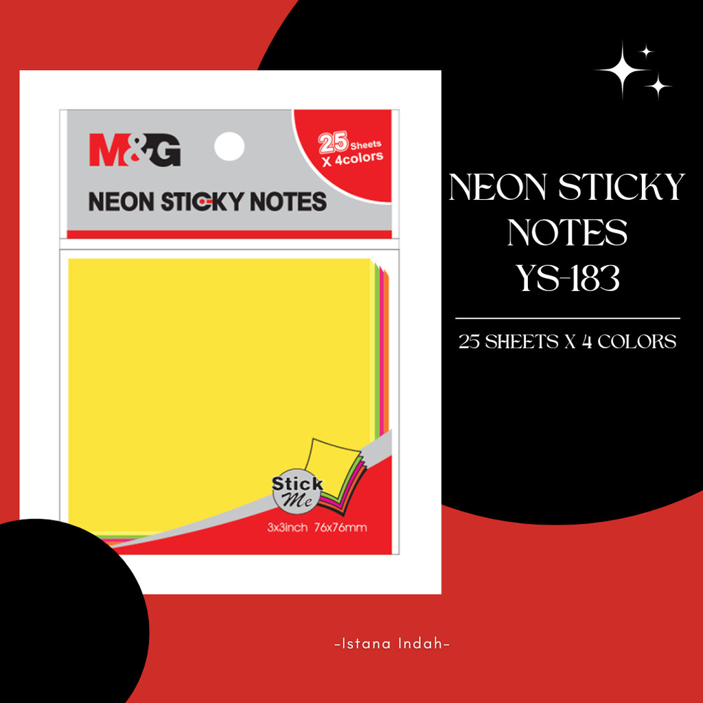 

M&G NEON STICKY NOTES 76X76MM 4 COLORS X 25 SHEETS YS-183