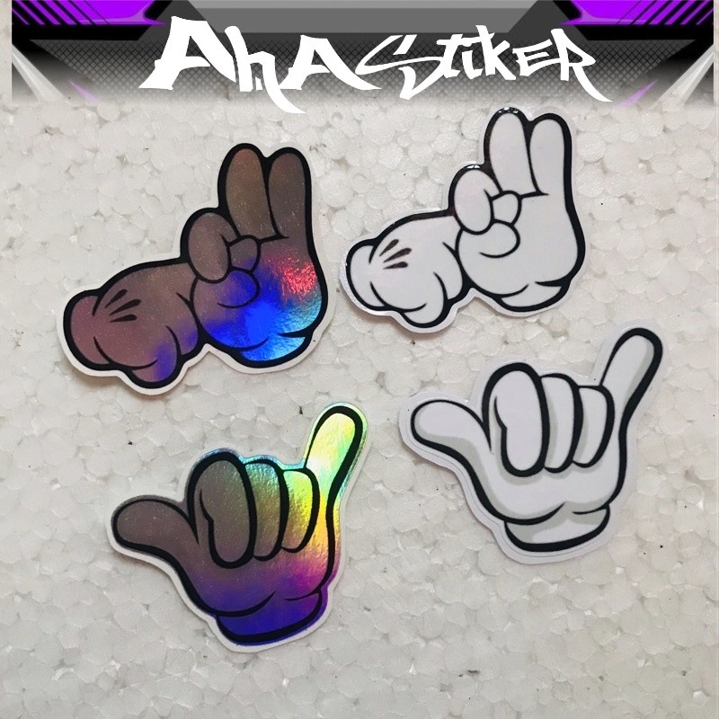 Stiker Tangan Ritrama dan Hologram Cutting Laminasi Glossy JDM