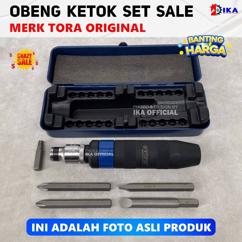 SAB OBENG KETOK TORA SET ORIGINAL / IMPACT DRIVER SET 1 KOTAK ISI 6 SET MATA + OBENG KETOK TR060021