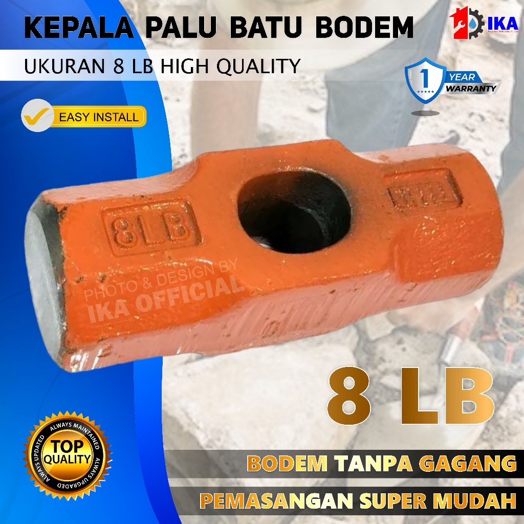 Kepala Palu batu 8LB / Bodem 8LB / Martil Tanpa gagang (F65) / Palu Bodem 8 LB / Palu Besi Kepala Ba