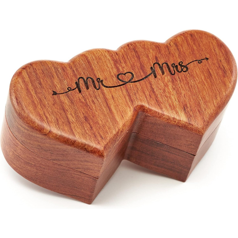 

Heart-shaped Wooden Jewelry Box Proposed Jewellery Gift Case Wedding Display Jewelry Storage Organizer Earring Ring Necklace Box