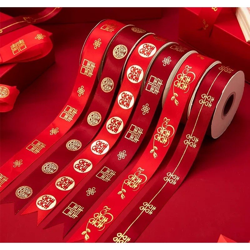 

1ROL 25YARD - PITA CHINESE WEDDING KARAKTER / PITA WEDDING / Pita roll sangjit satin