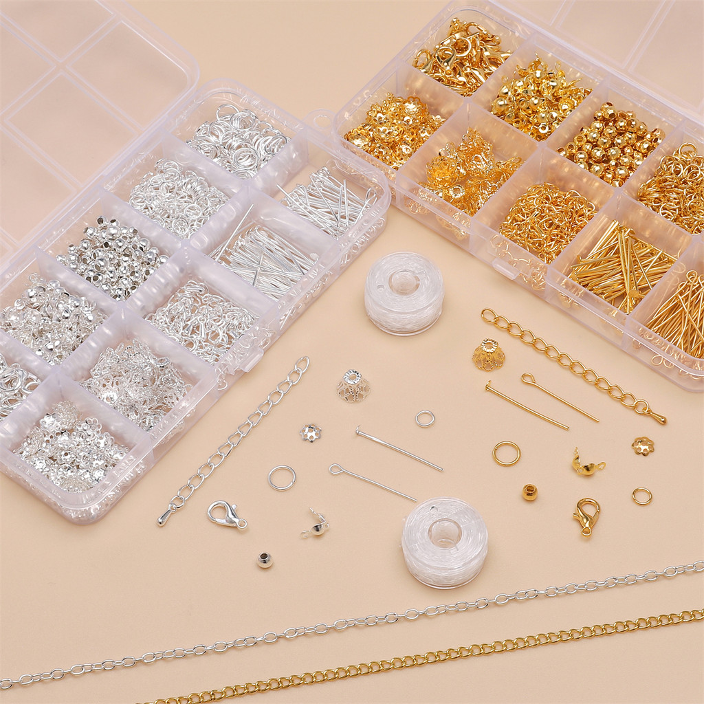 

DIY Jewelry Making Kit 10 Grids 820pcs Alloy Chain with Multi-Connector Clasp Types Professional for Bracelet Earrings Craft