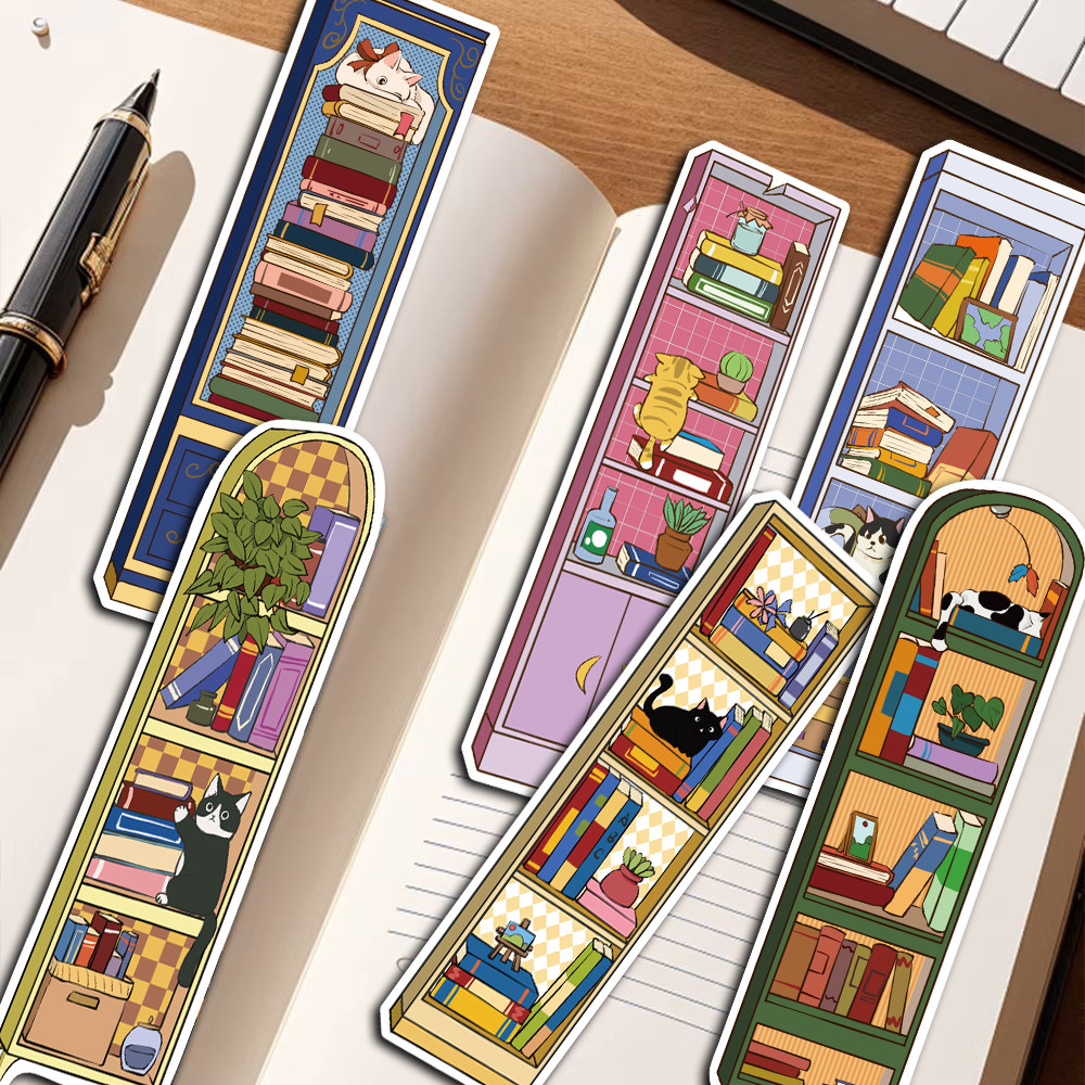 

30pcs Cat Cabinet Forest Bookmarks Painting Copywriting Paper Retro Aesthetic Fairy Tale Scenery Book Aesthetic Card Bookmark