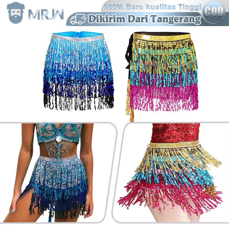 Belly Dance Hip Scarf Ikat Pinggang Belly Dance Manik Rumbai Rok Belly Dance Wanita Baju Belly