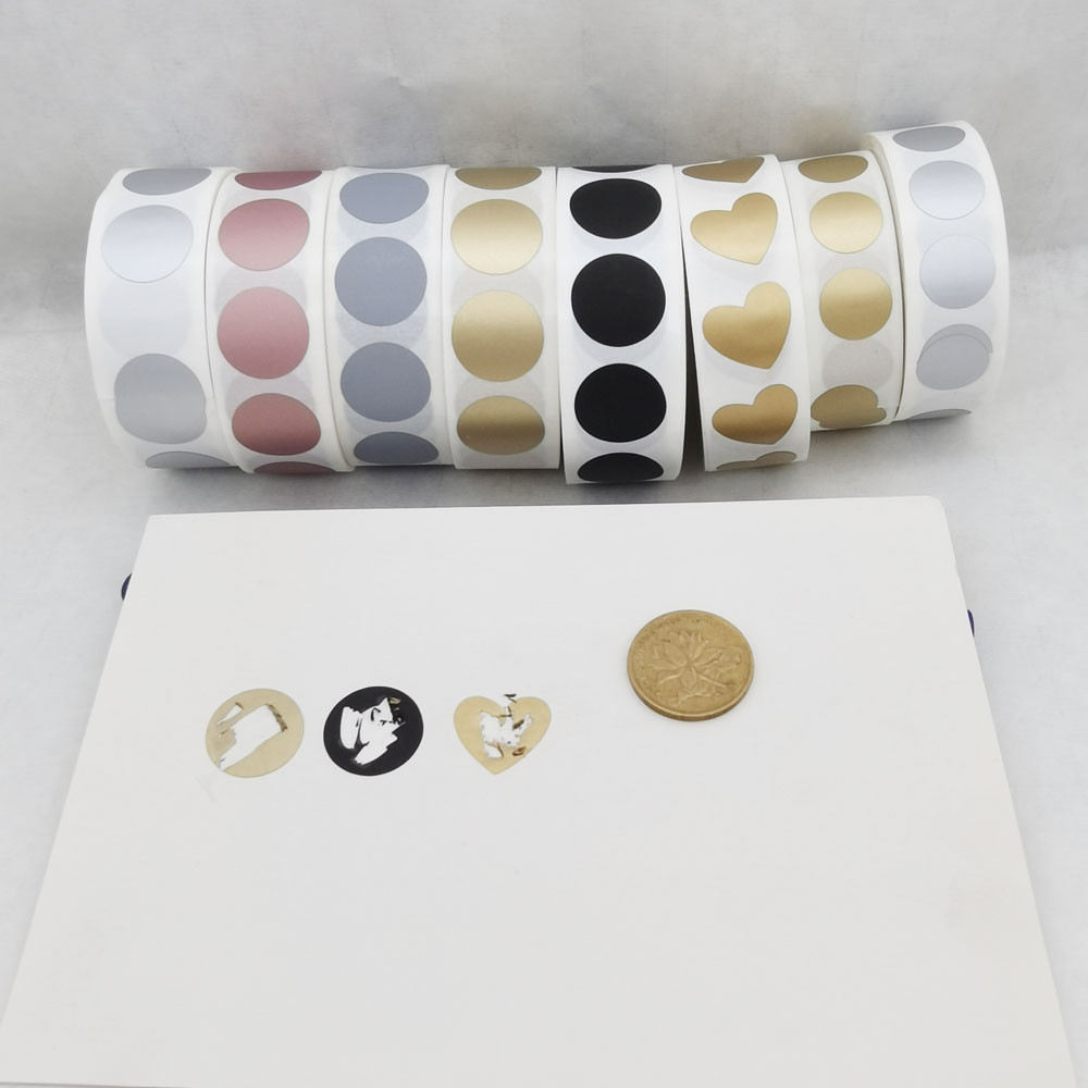 

1 Roll DIY Scratch off Stickers in Small round Or Heart Shapes - 3 Sizes Available for Scratch Cards Retail Or Wholesale