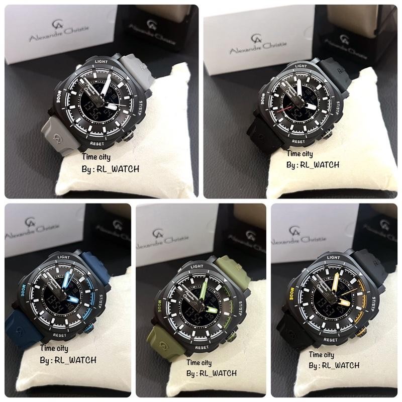 Jam Pria Alexandre Christie AC9501 Digital Analog Karet