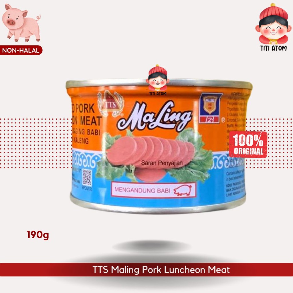 

1 KARTON 48pcs TTS Maling Ham Babi Pork Luncheon Meat NON HALAL 170g