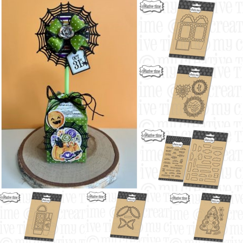 

Halloween 2025 Web Tag Scallop Treat Box Letter Metal Cutting Dies Clear Stamps for DIY Making Card Scrapbook Embossed Craft