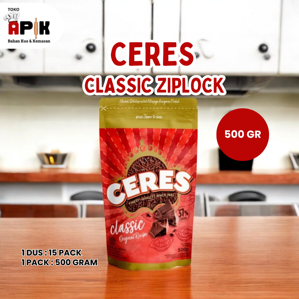 

CERES CLASSIC ZIPLOCK UKURAN 500GR / COKELAT MESES / TOPPING ROTI / DONAT / ICE CREAM