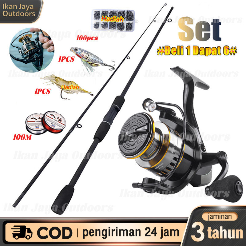 Joran pancing 1.65m-2.7m 2 bagian pancing reel 500-07000 joran spining reel pancing/Karbon Joran Pan