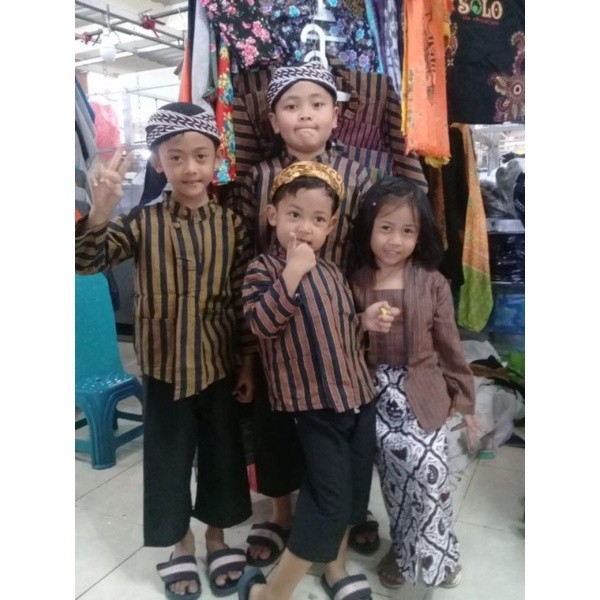 [ REY ] [ Luriklarik ] Kebaya Lurik dan Surjan Atasan Anak - Baju Adat Jawa Solo Tenun Klaten Yz-8