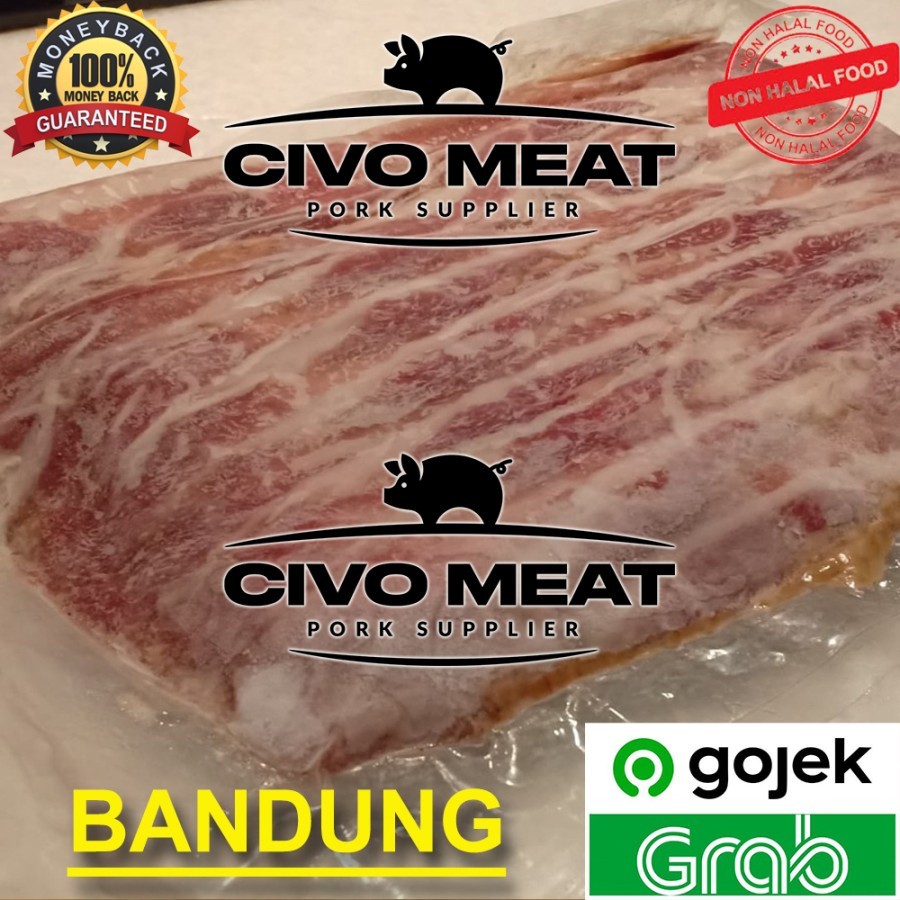 

Streaky / Smoked Pork Bacon Babi - siap makan 500gr