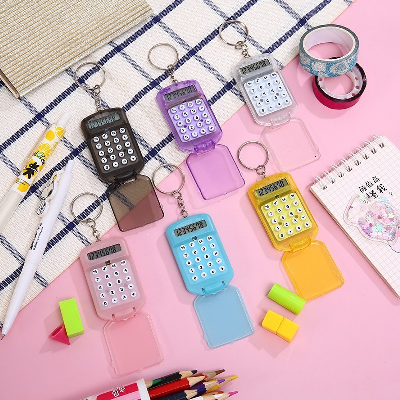

60pcs Mini Transparent Flip Calculator Convenient Portable Calculator Student Supplies Gift Cute Calculator