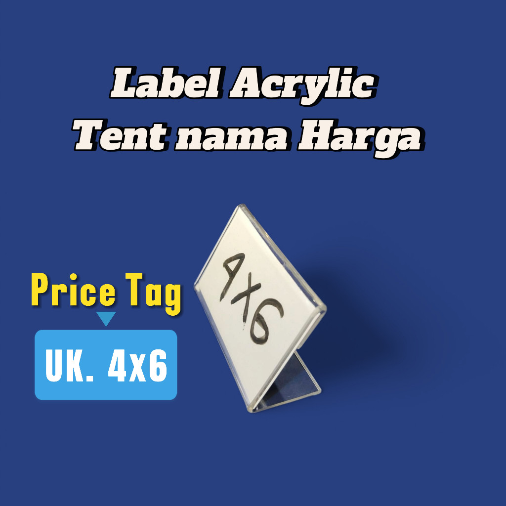 

Display Akrilik Mini 4x6 cm Price Tag Acrylic Label Nama Tent Card Label Produk Label