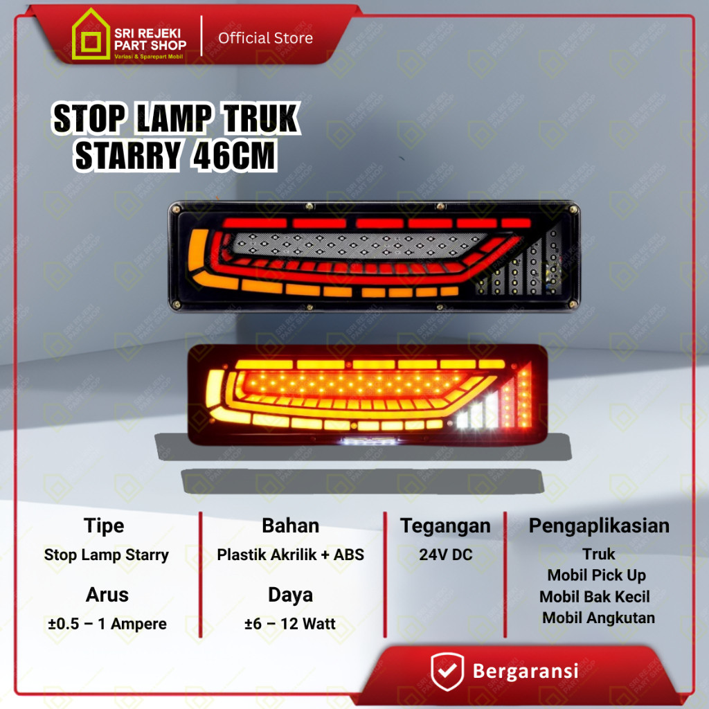 Stop Lamp Truk Starry 46 CM Lampu Belakang Truk 12V-24V Lampu Rem Truk Lampu Truk 24 Volt Variasi