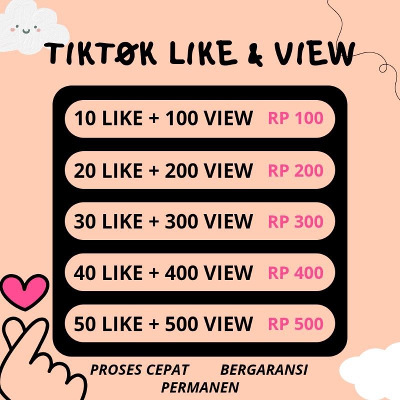 PAKET HEMAT TIKTOK LIKES VIEWS FYP TERMURAH PERMANEN BERGARANSI GLOBAL WORLDWIDE PROSES CEPAT HIGH Q