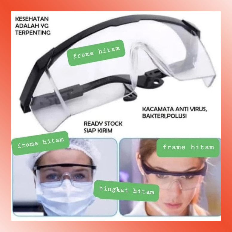 LAMMORO > KM31 Kacamata SAFETY Kaca Mata Anti Debu Kerja Proyek Segi Melindungi Pinggiran Bening Kot