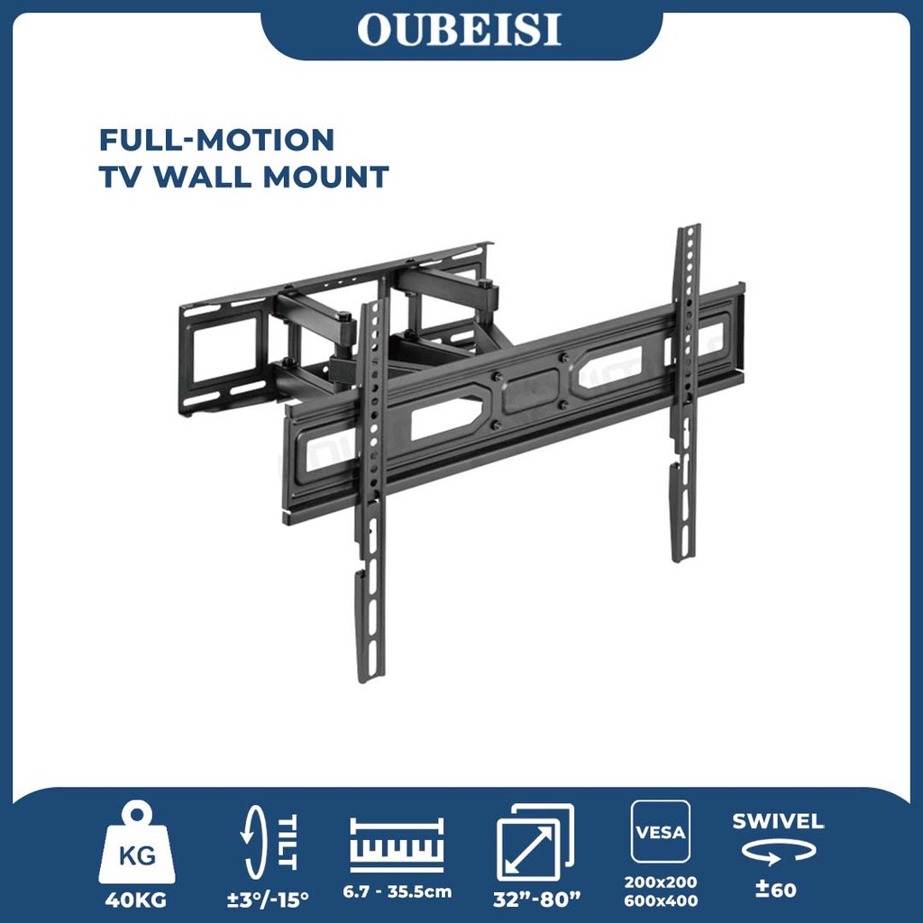 【COD】OUBEISI Bracket TV SUPER | Full-Motion Pasang TV 26-65 inch | Bisa Putar 360° Miring Geser | Mo