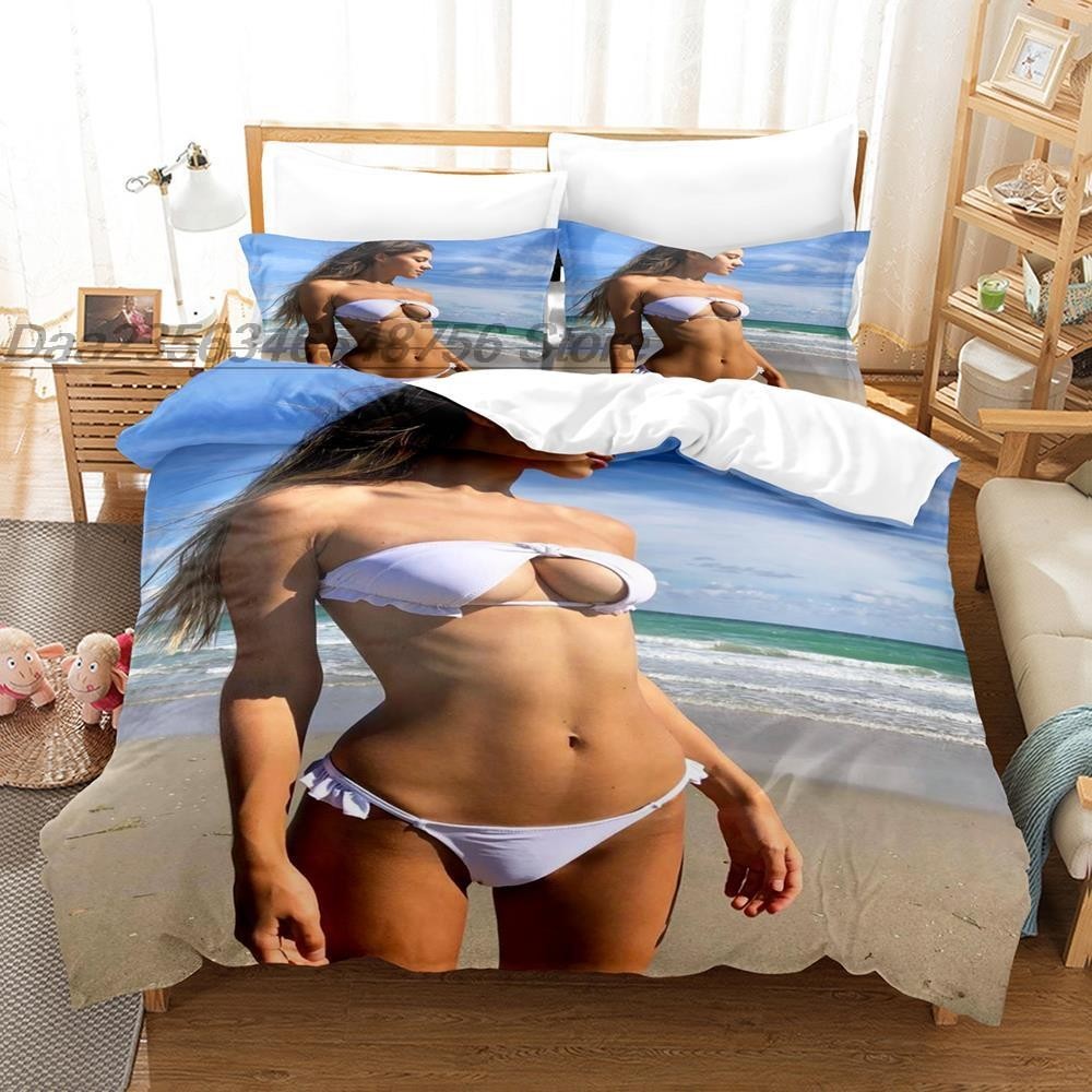 Bikini Gilr Bedding Set Single Twin Full Queen King Size Bed Set Aldult Bedroom Duvetcover Sets Kawa