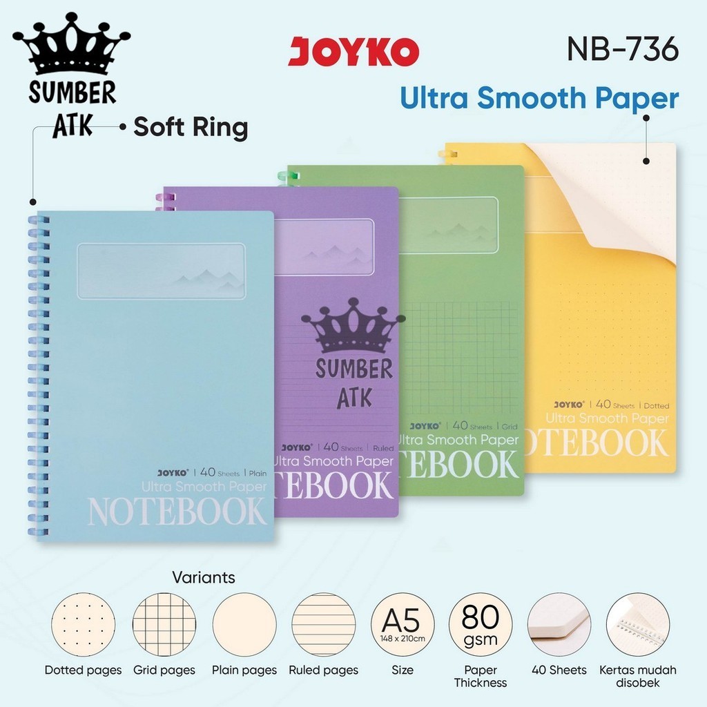 

Buku Tulis Catatan Bergaris Ruled Notebook Joyko NB-736 A5 Ultra Smooth Paper