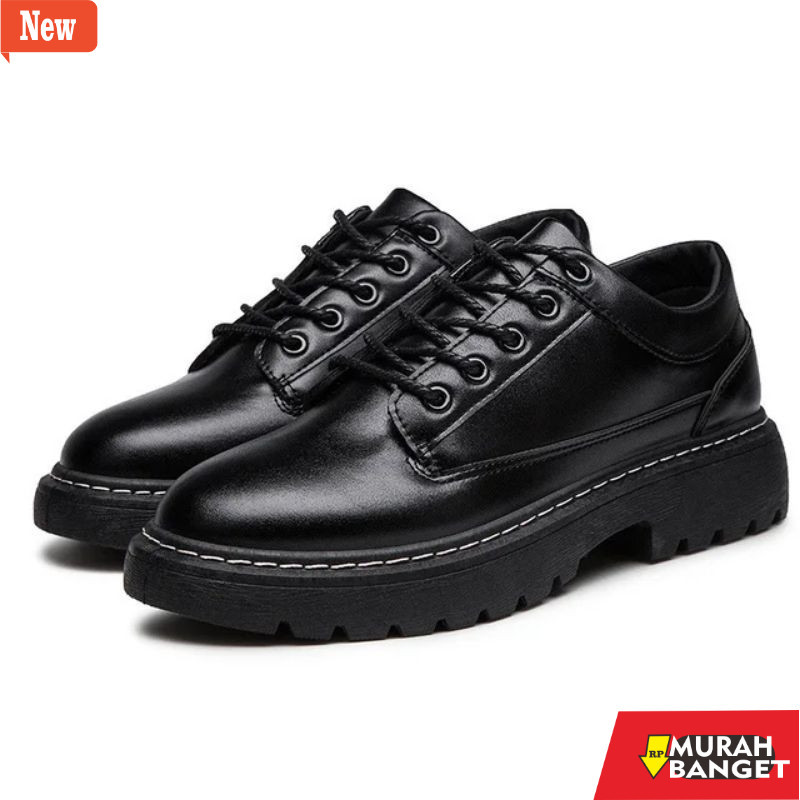 sepatu sneakers pria brand lokal RF FOOTWEAR - Original Sepatu Docmart Gavi Full Black Terbaru Sepat