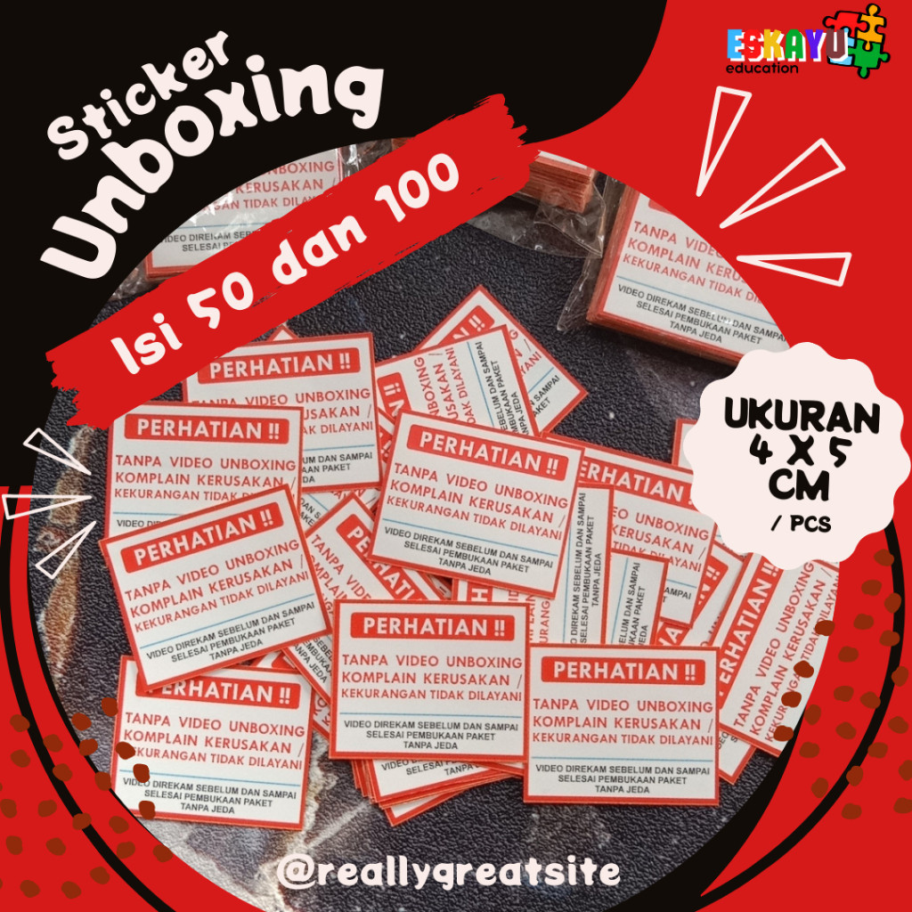 

STICKE UNBOXING / Sticker Wajib video Unboxing 50 pcs dan 100 pcs ukuran 4 x 5 cm