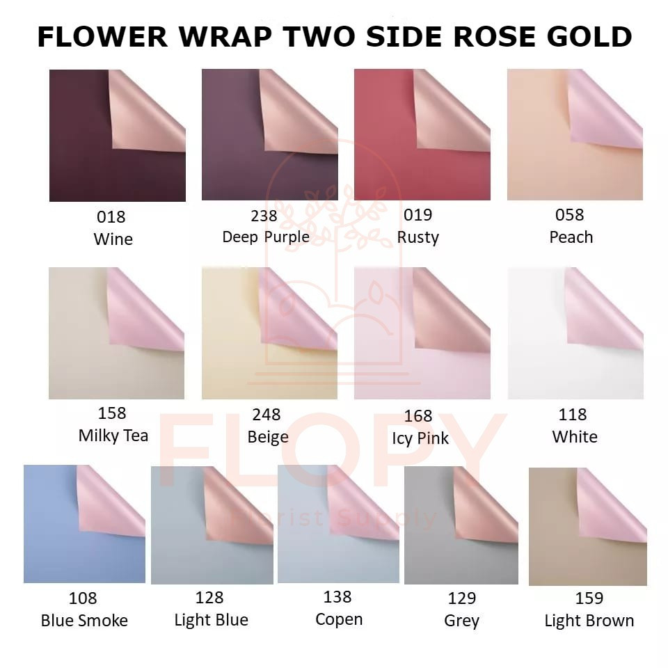 

[5 Lembar] Flower Wrap Two Side Rose Gold / Cellophane FW-LA