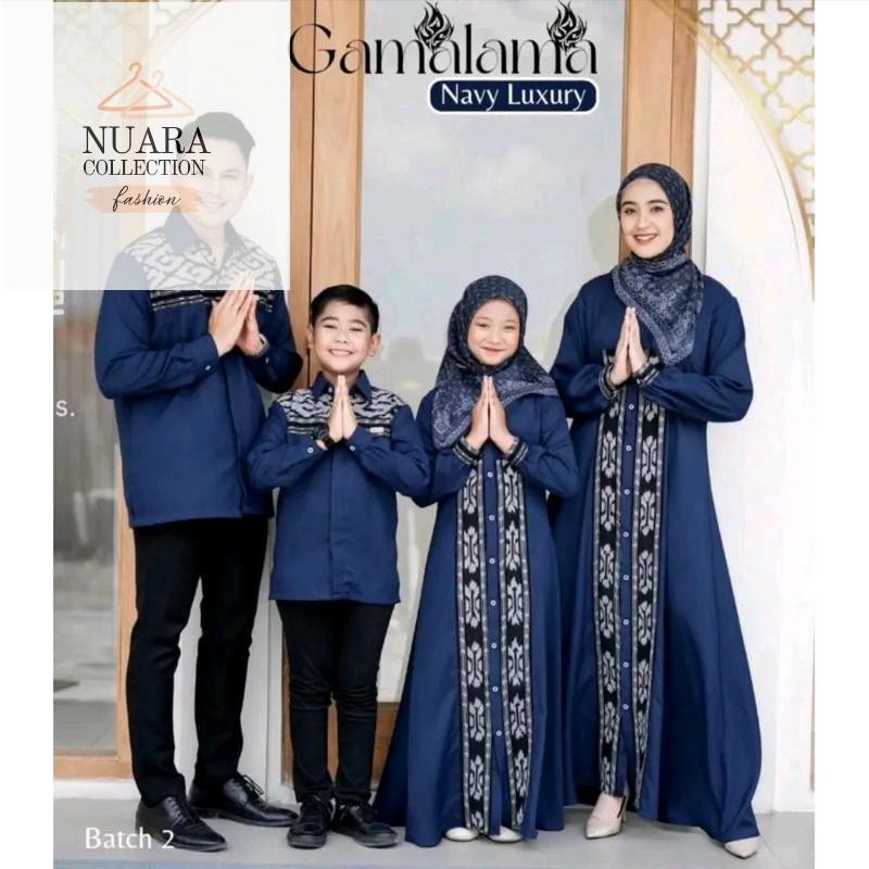 Baju couple keluarga Kemeja dan gamis gamalama navy luxury baju couple keluarga, baju couple kondang