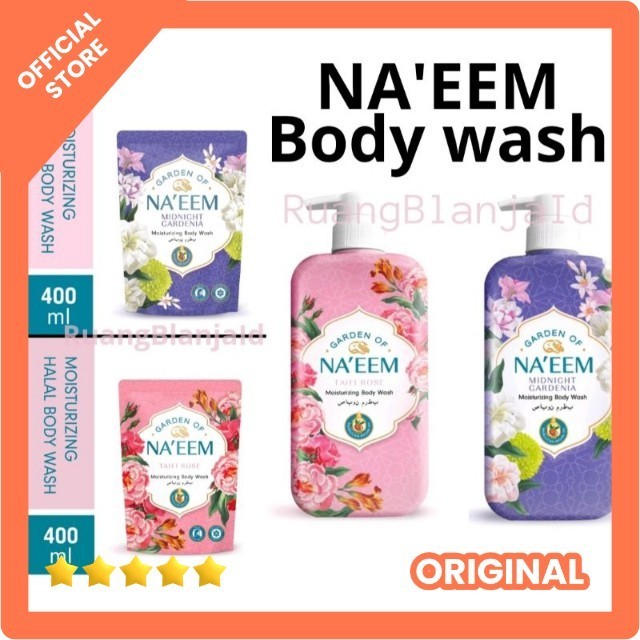 BODY WASH GARDEN NAEEM 480ML MOISTURIZING HALAL BOTOL PUMP naem
