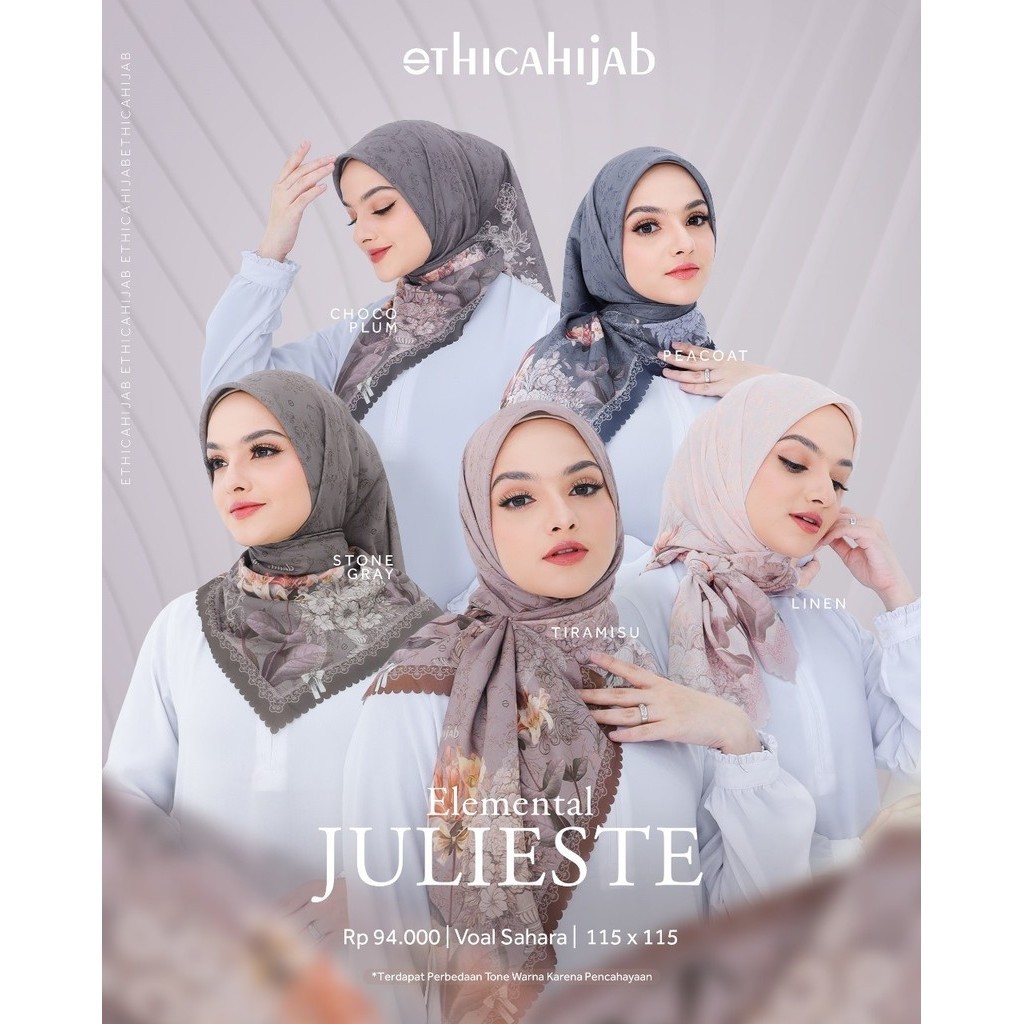 Ethica Hijab Elemental Julieste | Hijab Segi Empat Motif Preium | Hijab Segi Empat Ethica Terbaru |