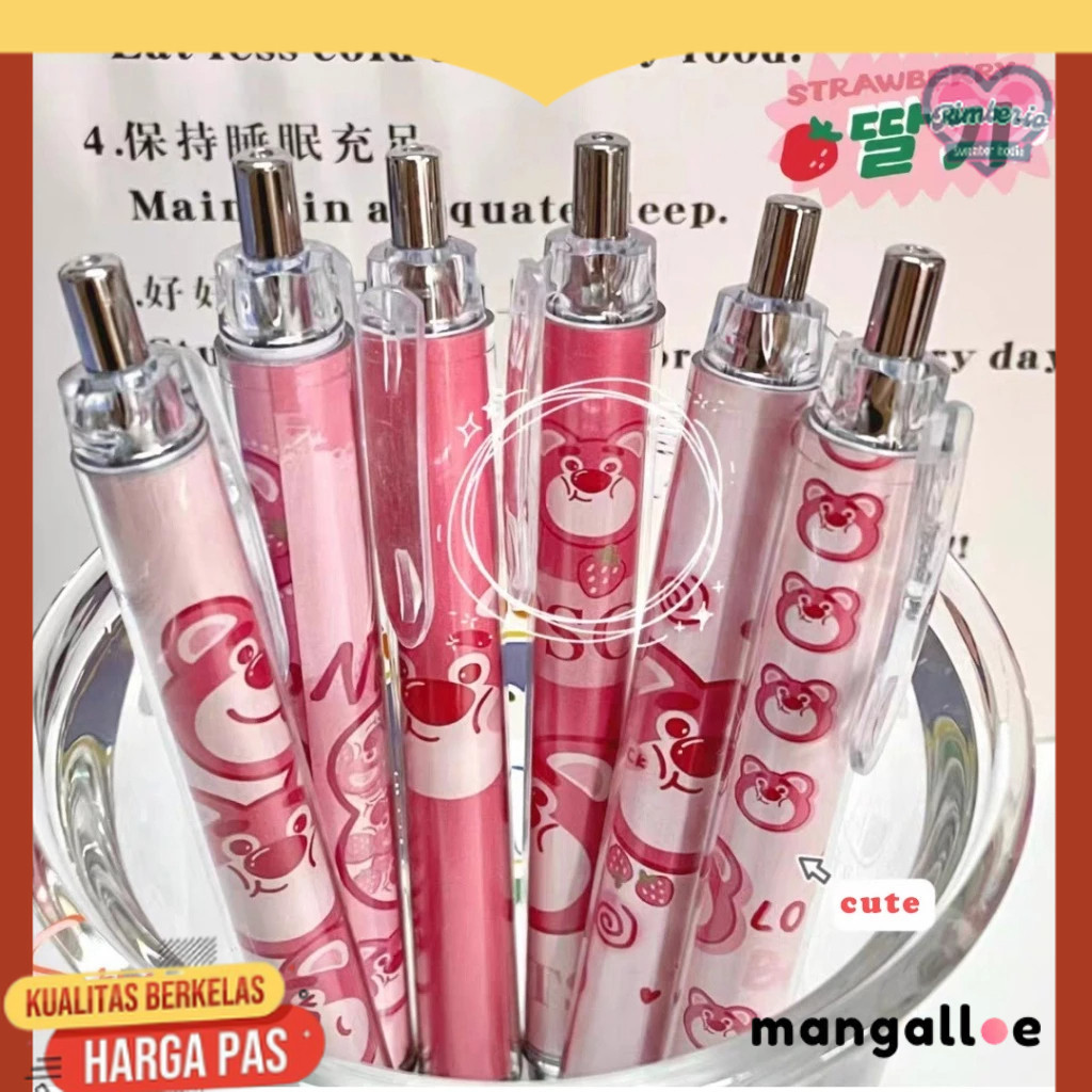 

COD 1 Pack Gel Pen Motif Lotso Strawberry Bear Acak Lucu Imut Pulpen Gel Ballpoint Bulpen Bolpoin Bolpoint Pena Cute MG