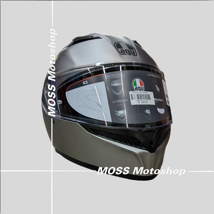 HELM AGV K3 RODIO GREY MATT ASIAN FIT FULLFACE ORIGINAL