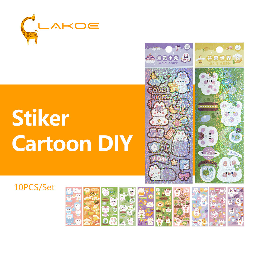 

LAKOEOFFICIALMALL 10PCS/Set Diary Sticker DIY Funny Cartoon Series Pet