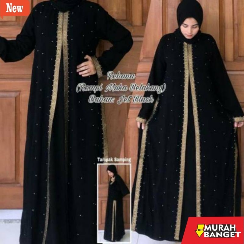 abaya shopee haul 2024 Gamis abaya gamis hitam turkey bahan jet black ori termurah produksi sendiri 