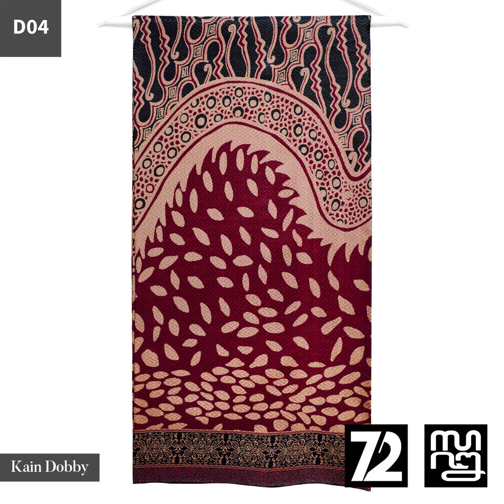 KAIN BATIK PREMIUM Bahan Dobby Dobi Dobbi Dolbi Motif Parang Rumput Samudra Warna Merah Burgundy 724