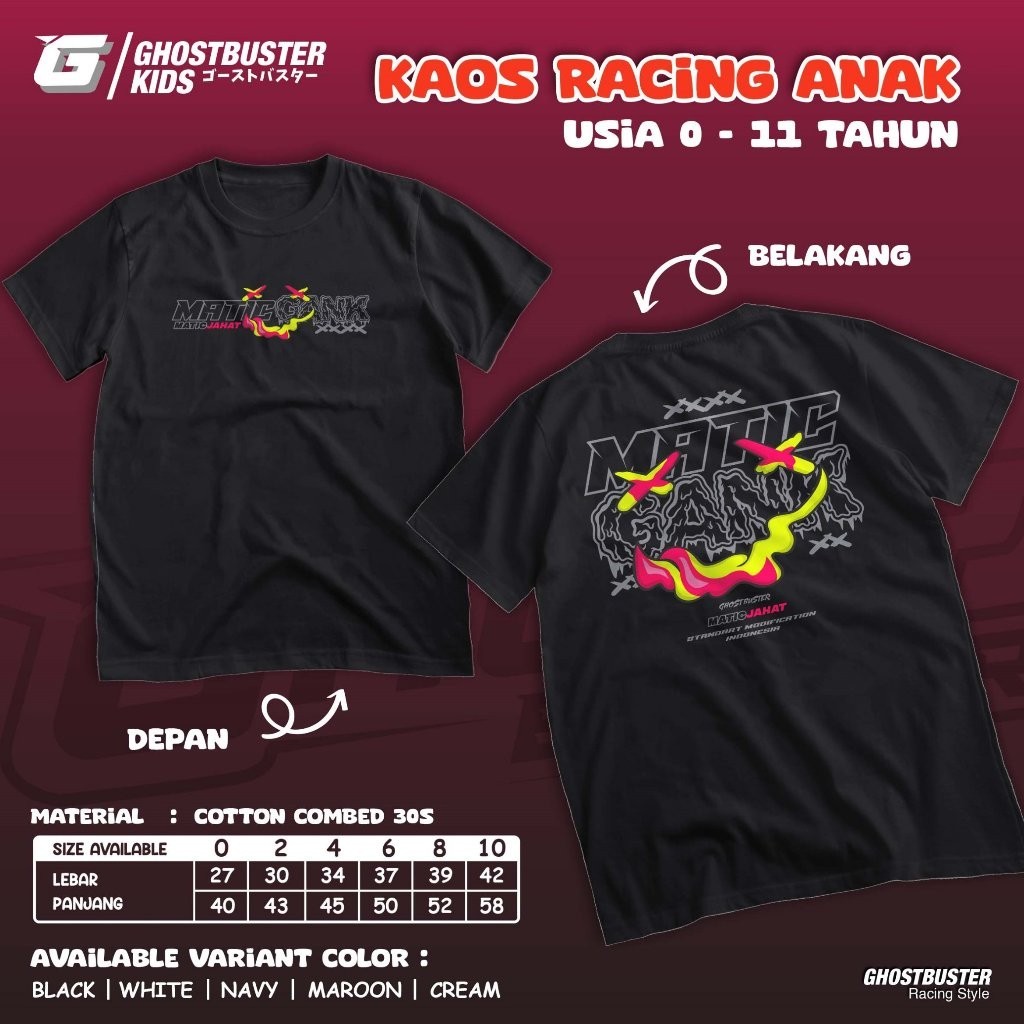 Kaos Racing Anak Matic Gank Standart Kirian Motor Matik Beat Vario Scoopy Aerox Baju Distro Atasan A